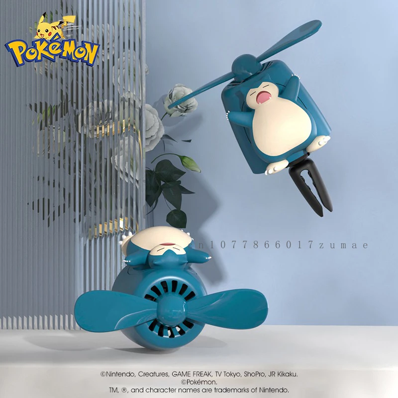 Pokemon Anime Snorlax Pilot Car Air Freshener Perfume Diffuser Rotating Propeller Outlet Fragrance Auto Decoration Accessories