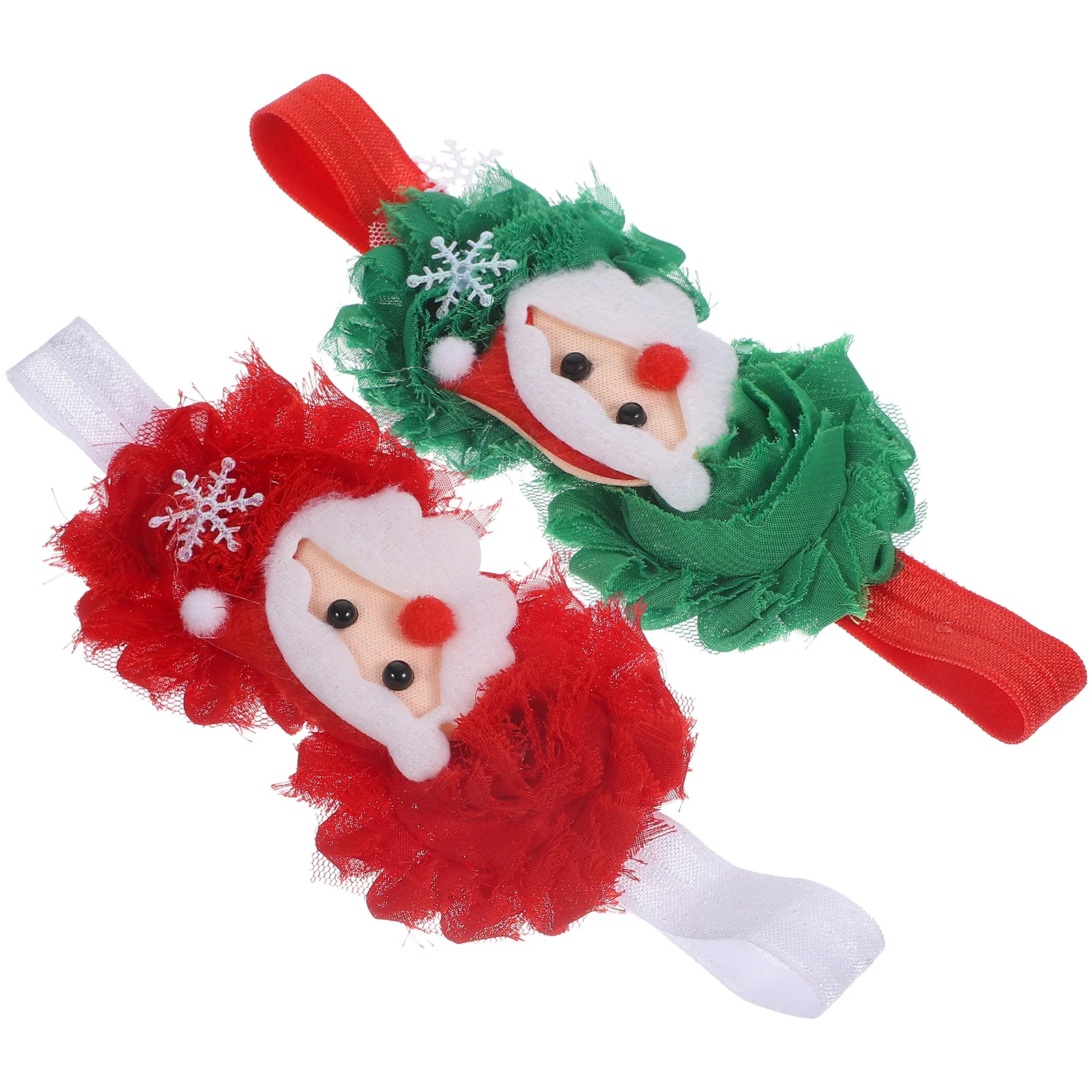 2 Buah Ikat Kepala Kartun Bayi Perempuan Ikat Rambut Bunga Santa Klaus Aksesori Pesta Kostum Cosplay Natal Anak Ikat Kepala Bunga