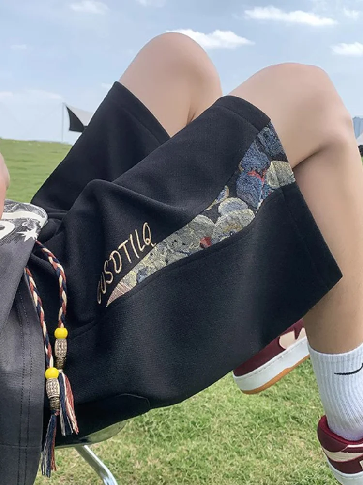 

Men's Summer Thin Embroidered Patchwork Sports orts Casual Loose Large Size Five-Quarter Length Breathable Comfortable Fa...