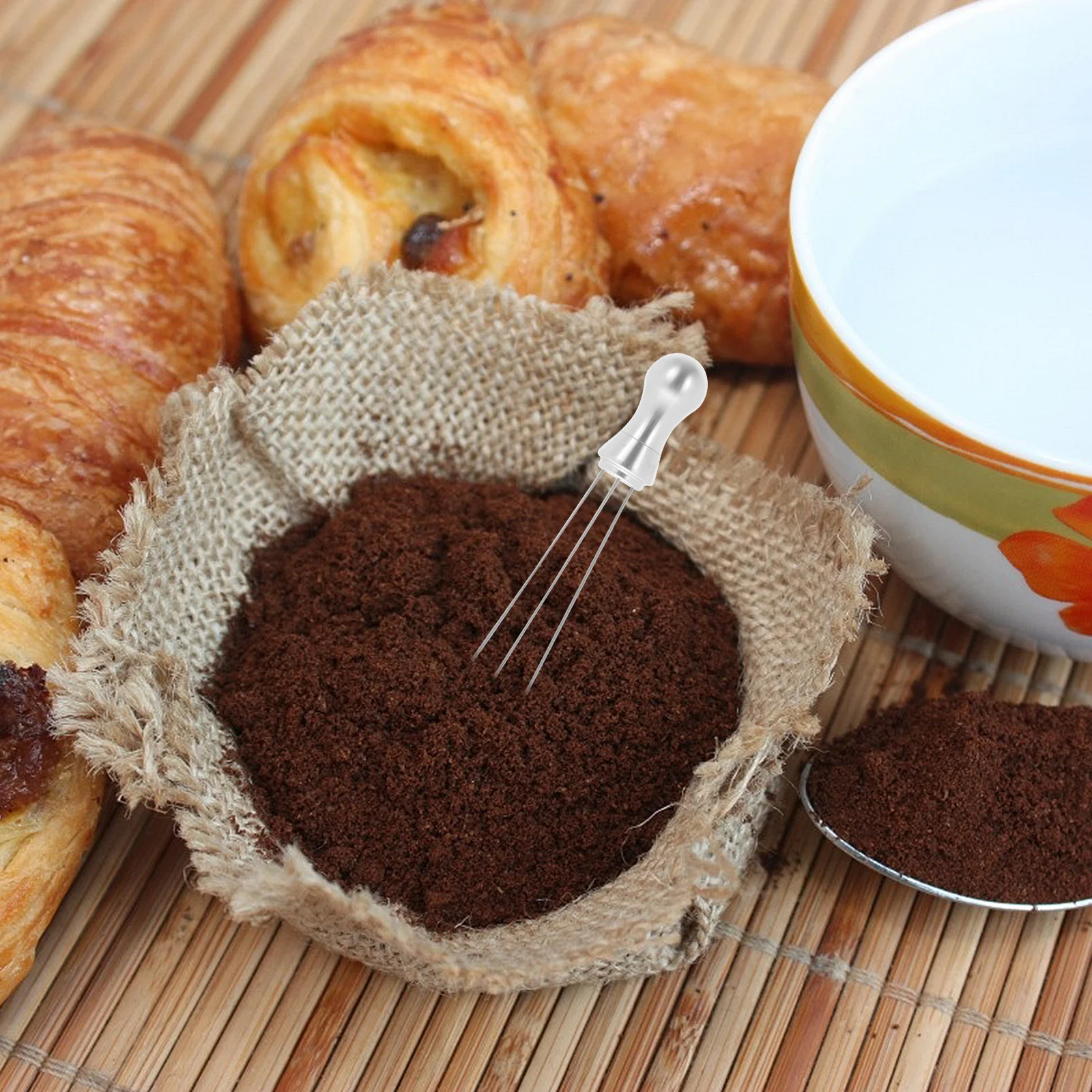 

Coffee Stirring Tool Aluminum Handle Stainless Steel Espresso Accessory Prevents Clumping and Corrosion