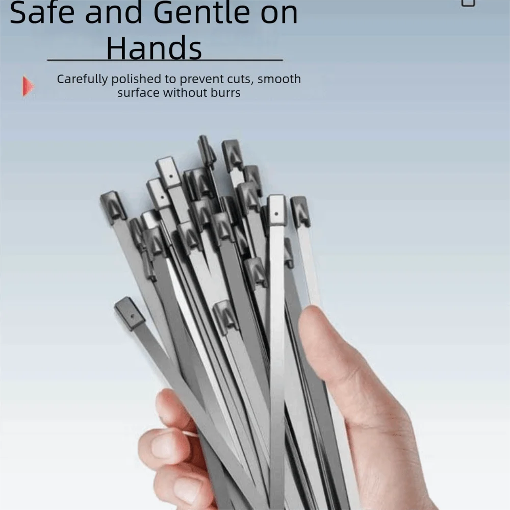 100Pcs 304 Stainless Steel Zip Ties Heat Proof Reusable Heavy Duty Organizer 4.6mm Width Multi-Purpose Zip Tie Fastener