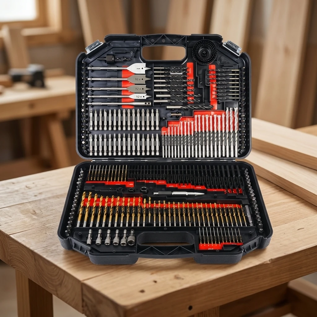Professional Drill Bit Set Alloy Steel Woodworking Kit for DIY Home Improvement Projects, Durable Metal Plastic Boring Tool