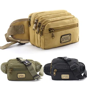 Unisex Canvas Multifunctional Waist Chest Bag Large Capacity for Outdoor Business with Multi-Pockets Money Collection