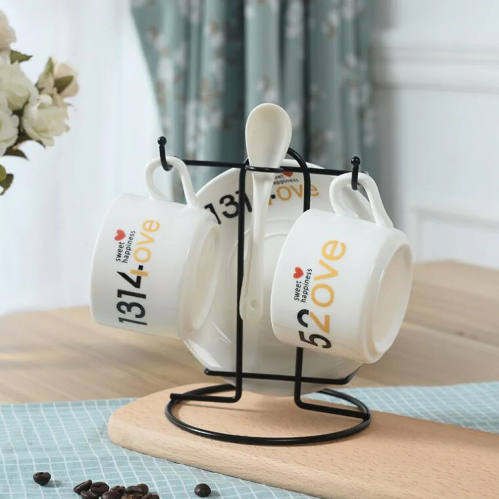 

Coffee Rack 12X12X16Cm Black Multi-Functional Cup Storage Organizer Dish Holder Shelf For Kitchen Counter Display Stand