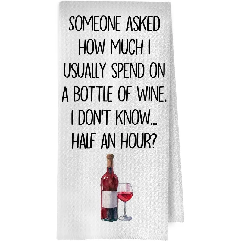 Pack of 1, Fun Wine Kitchen Towel, Wine Lovers Ladies Gift, Napkin Tea Towel Bar Towel