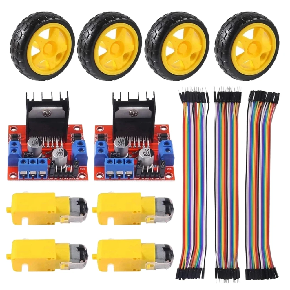 4PCS DC 3-6V Electric Motor with 4Pcs Plastic Tire Wheel Gear Motor DIY Kit TT Magnetic Gearbox Engine for Arduino Smart Car