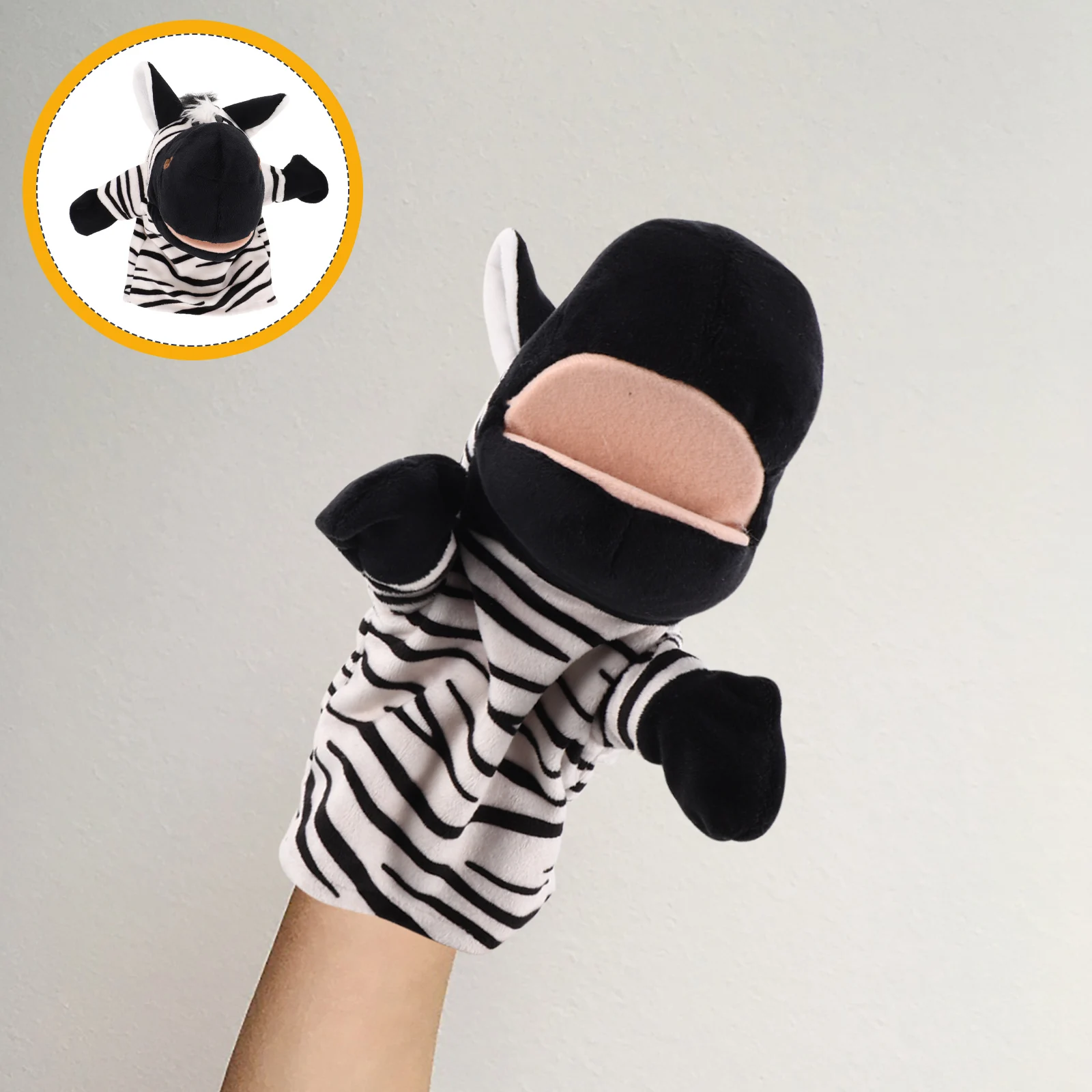 Marioneta de dedo de animal H boca de trabajo dibujos animados cebra narración de historias niños marionetas para niños pequeños animales de la selva realistas