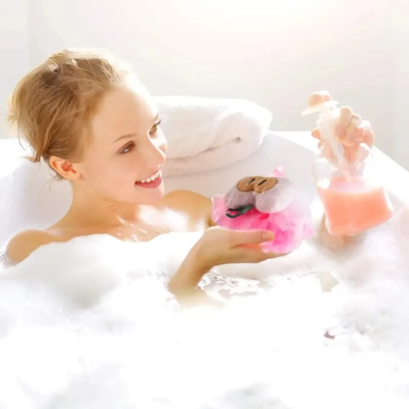 لطيف الفاكهة دش اللوف لينة شبكة حمام الإسفنج مع الشريط لطيف الجسم الغسيل للنساء والأطفال هدية عيد الميلاد المثالية #5