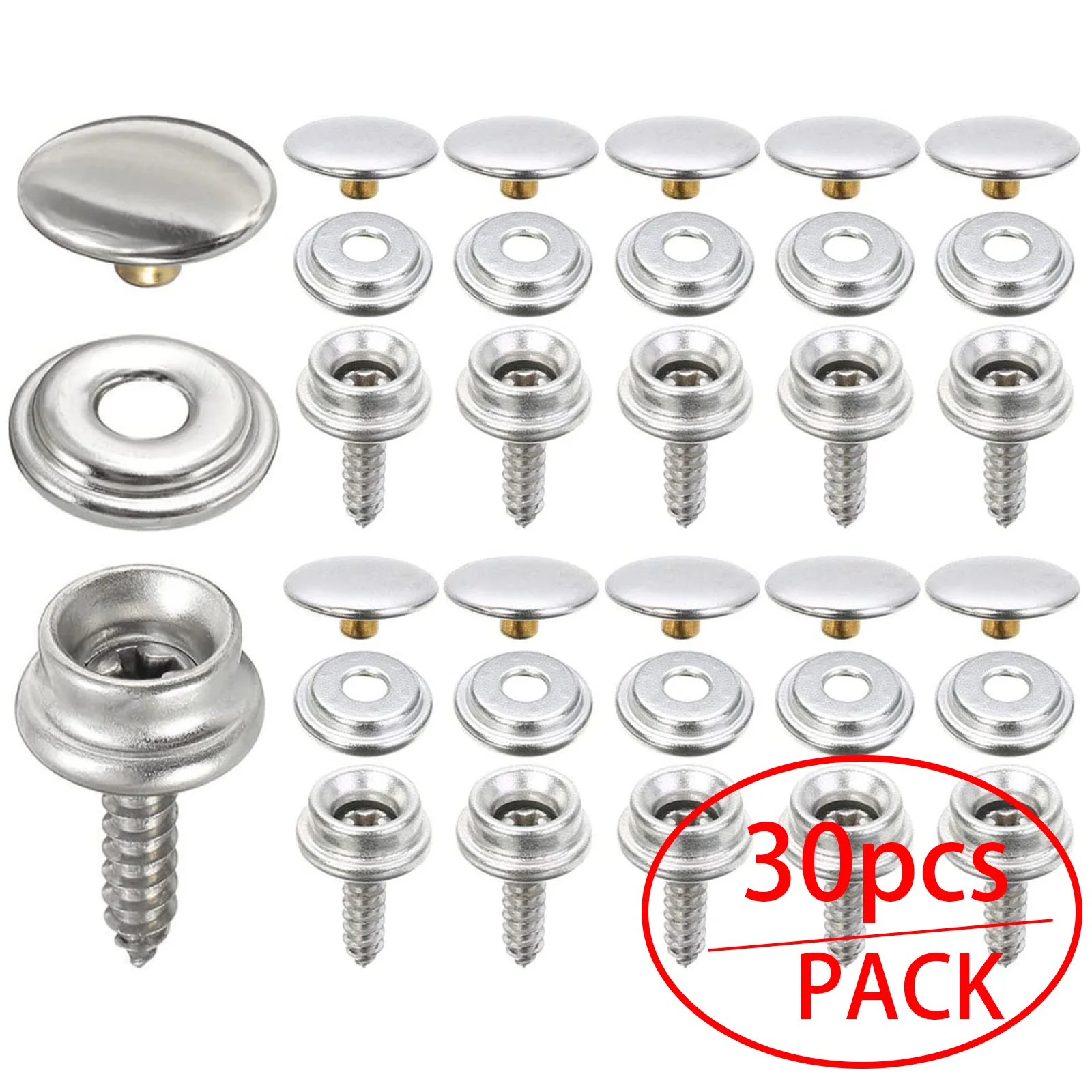 ISURE MARINE 30/60PCS Boat Canvas Cover Snap Fasteners SS 5/8