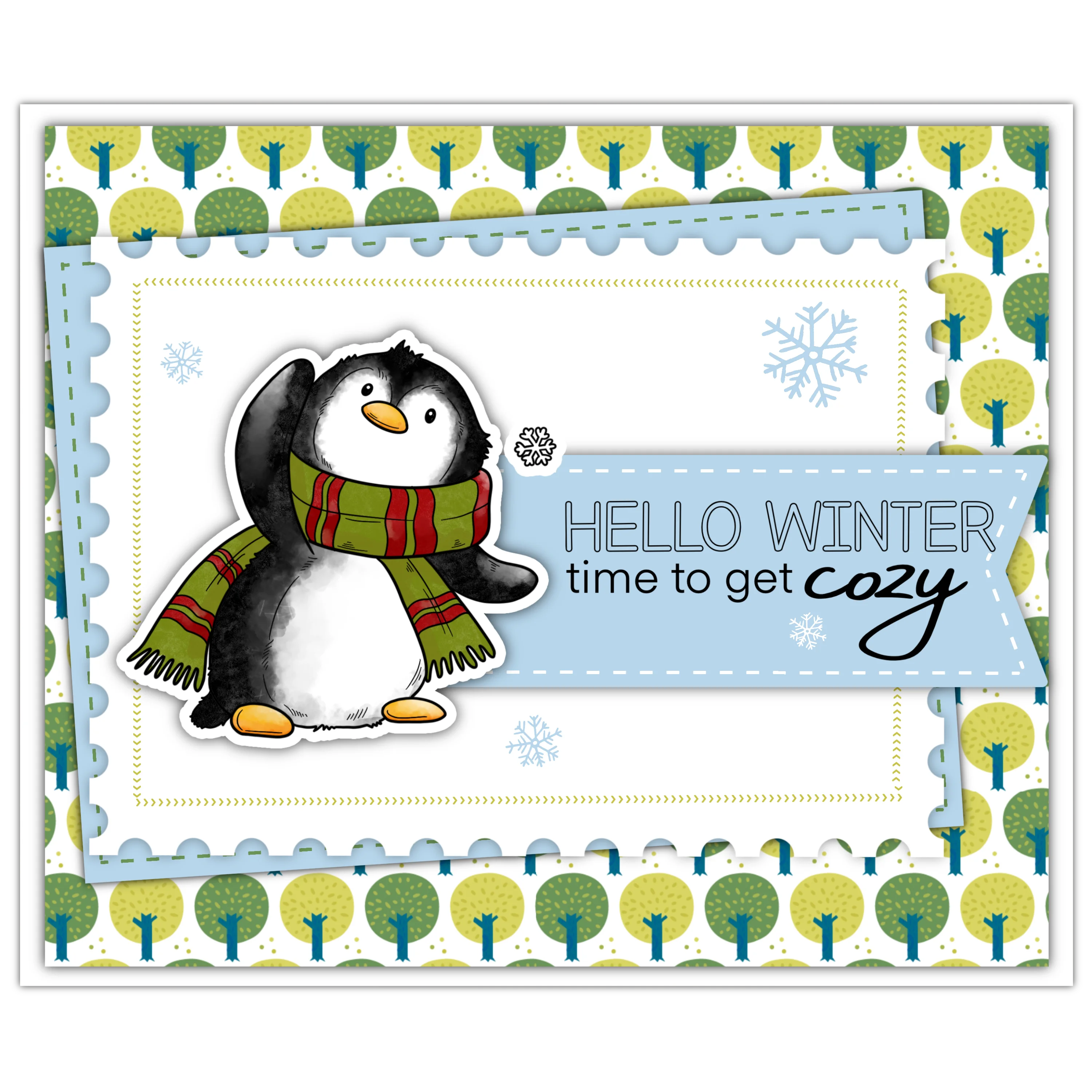 Mangocraft Cute Winter Penguins Cutting Dies Clear Stamp Stencil Christmas DIY Scrapbooking Metal Dies Silicone Stamp For Cards