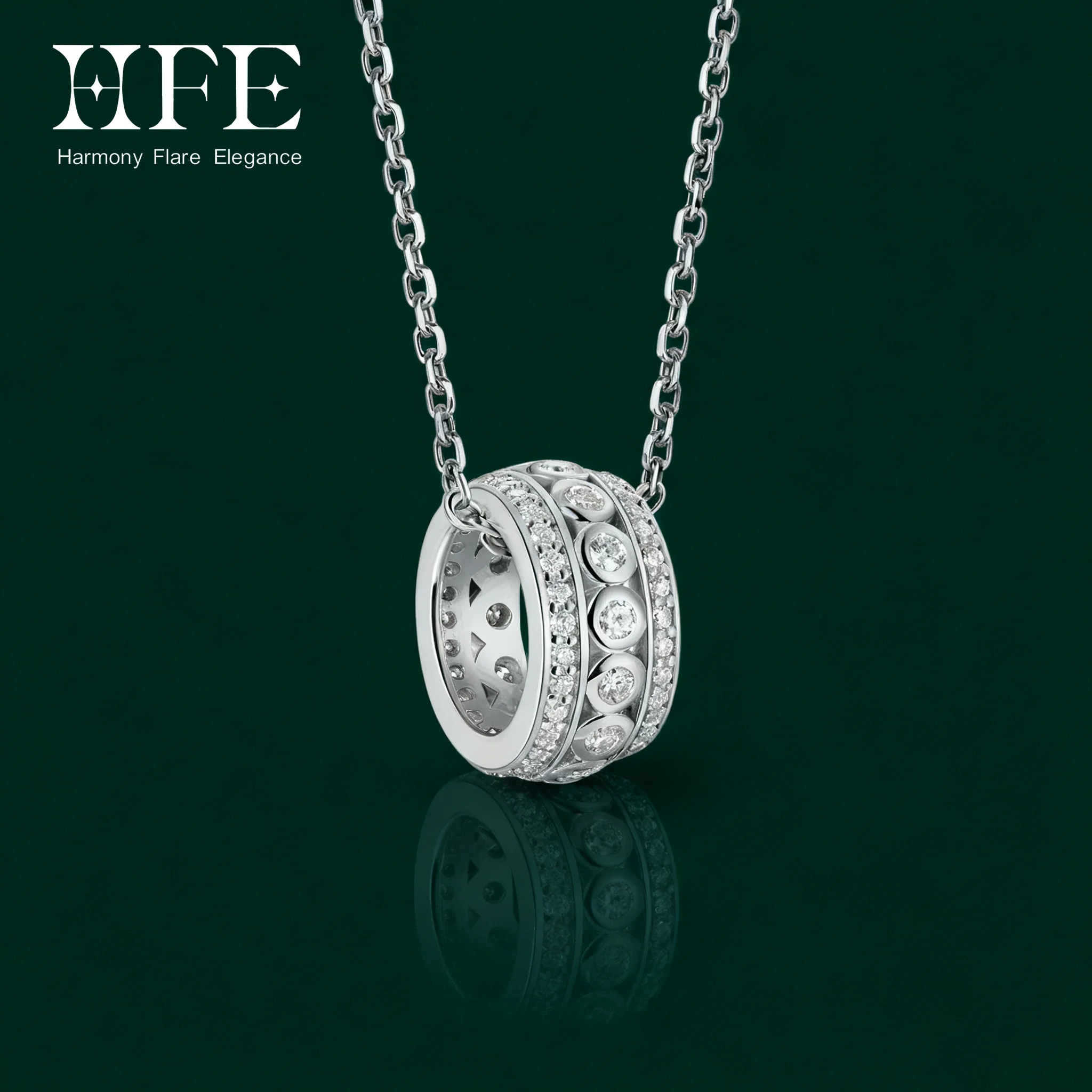 

Moissanite Coarse Circular Pendant Necklace 925 Pure Silver Simple Men's and Women's Birthday Christmas Valentine's Day Jewelry