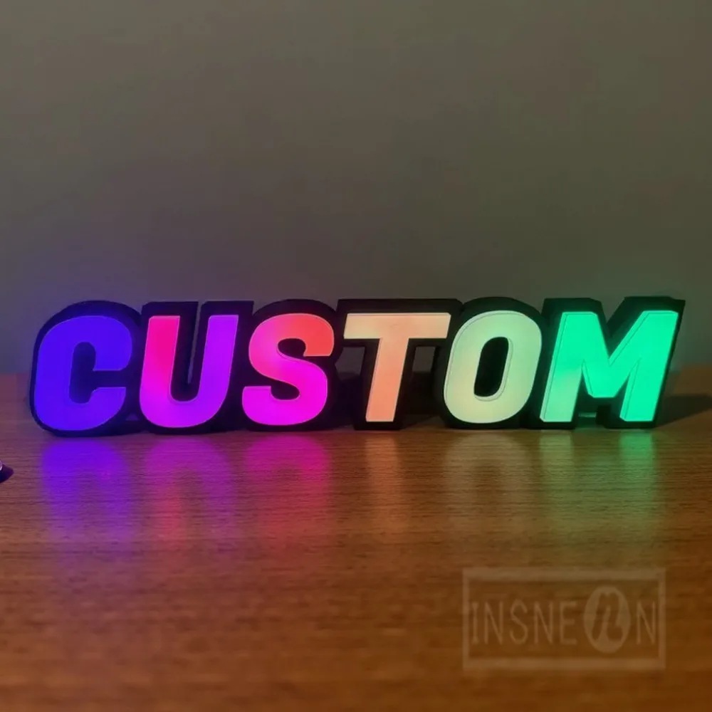مخصص RGB معدن LED تسجيل الجدار شعار مضيئة رسالة في الهواء الطلق متجر الشركة ضوء لافتة ، الأعمال 3D الاكريليك لافتات الديكور