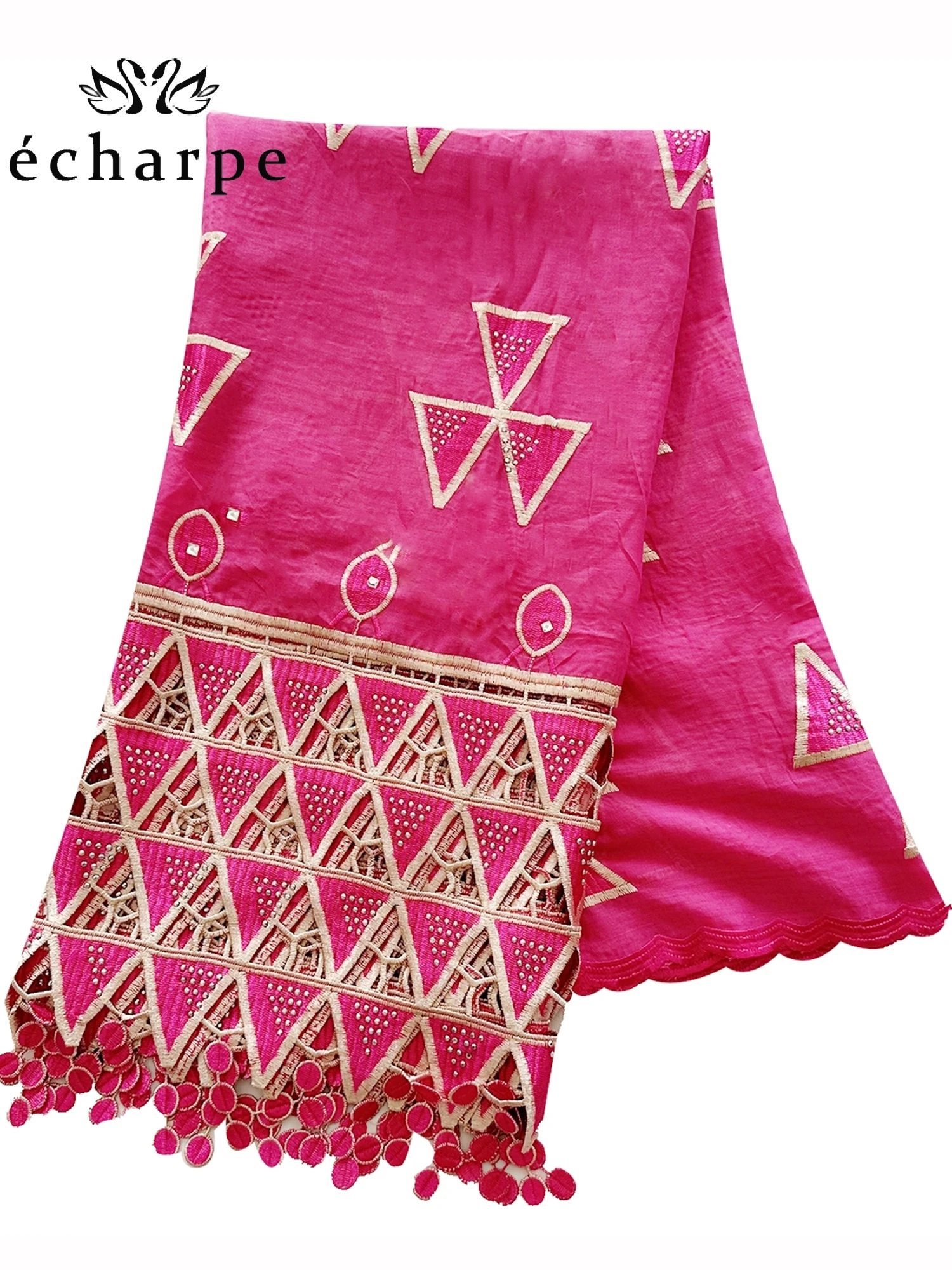 New Luxury Scarf 2024 High Quality Soft Cotton Dubai African Women Islamic Scarf Embroidery Chemical Lace Scarf 2 color