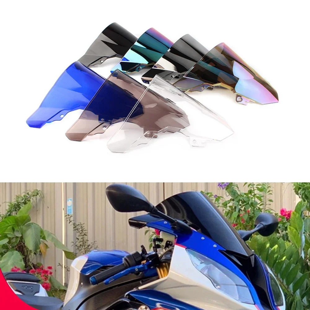 Visor kaca depan gelembung ganda, aksesori sepeda motor deflektor Fairing untuk BMW S1000RR S1000 RR 2015 2016 2017 2018