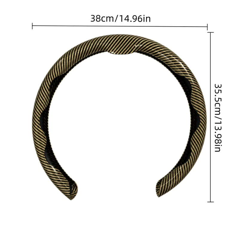 Unbranded Gold Carbon Fiber Steering Wheel Cover Seamless Snap-On Anti-Slip Steering Wheel Cover Comfortable Grip, Integrated In