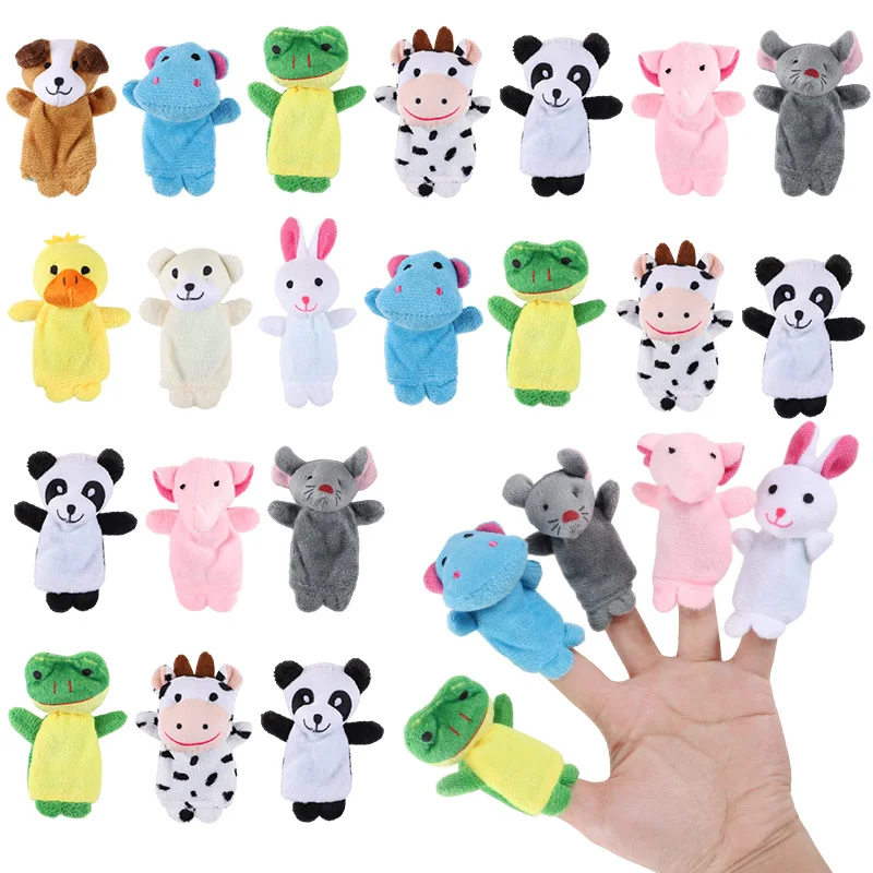 10Pcs/Set Plush Animal Finger Puppet Set Cute Cartoon Finger Puppets Birthday Party Favors Home Decorations Party Gifts Supplies