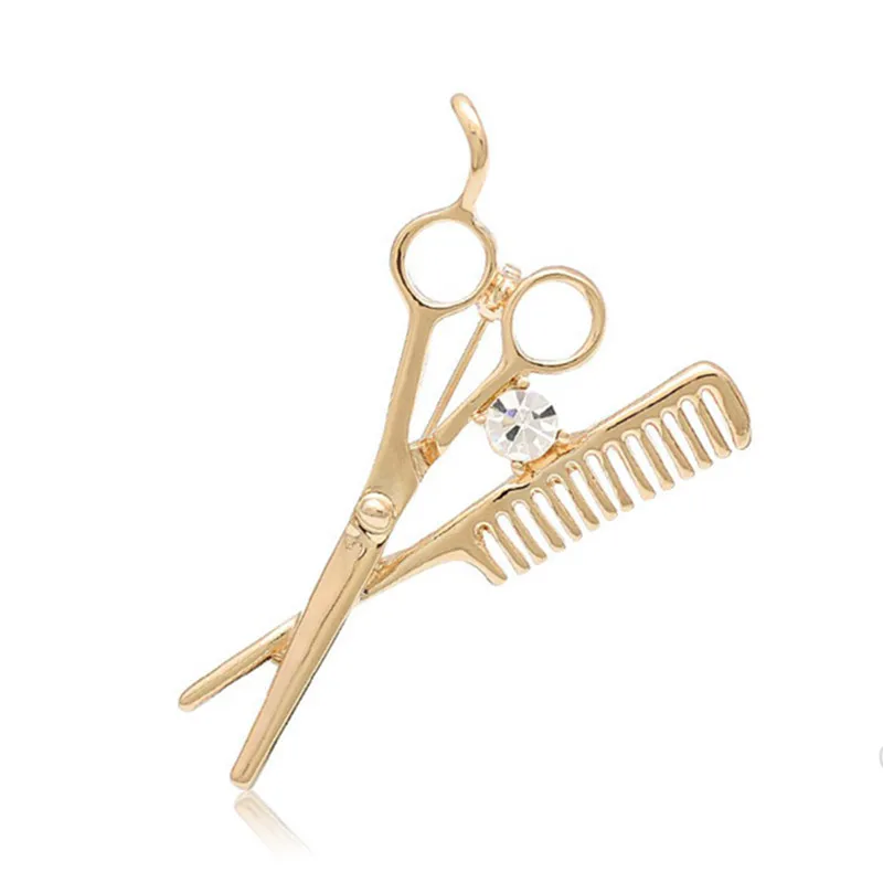 New fashion mini comb comb scissors brooch exquisite gift brooch crystal jewelry lady wedding gift Christmas gift