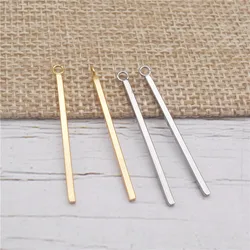 Julie Wang 8PCS Stainless Steel Long Stick Charms Gold Silver Color Pendant For Neckalce Bracelet Jewelry Making Accessory