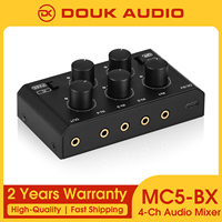 Douk Audio MC5-BX Ultra Low-Noise 4-Channel Audio Mixer Stereo Line Mixer for Home/Studio/Bar Recording
