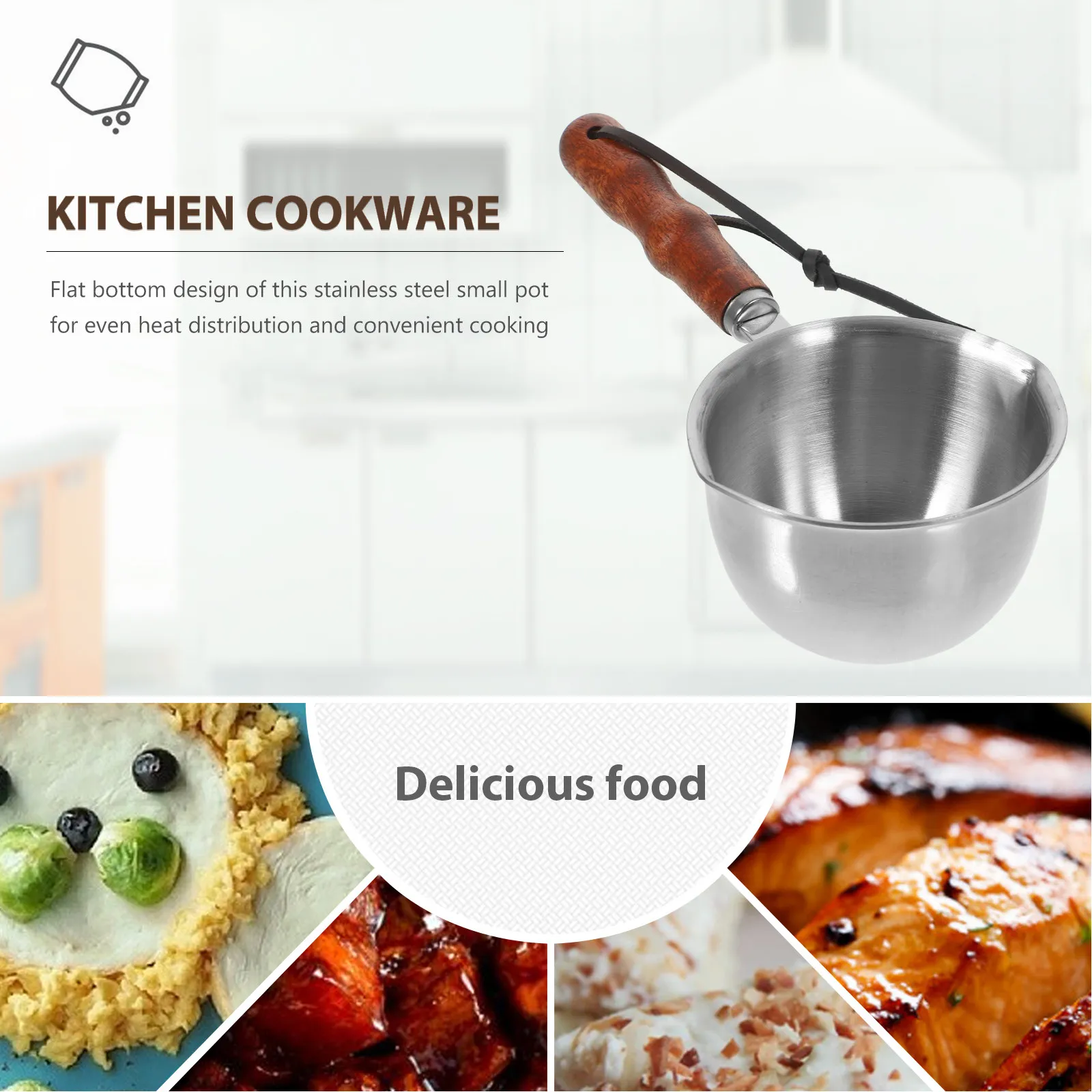 Stainless Steel Small Pot 304 Portable Oil Pouring Pan For Coffee Milk Butter Melting Non-Slip Handle Flat Bottom Kitchen