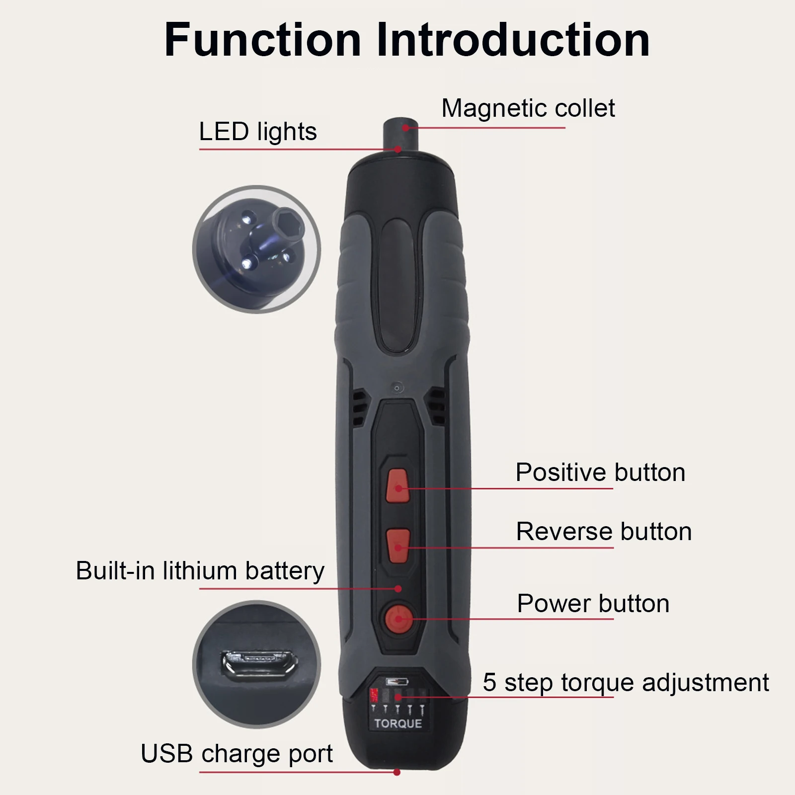 Rechargeable Electric Screwdriver Mini Drill 3.6V Power Tools Home Office Power Tools USB Rechargeable 5-Speed Torque