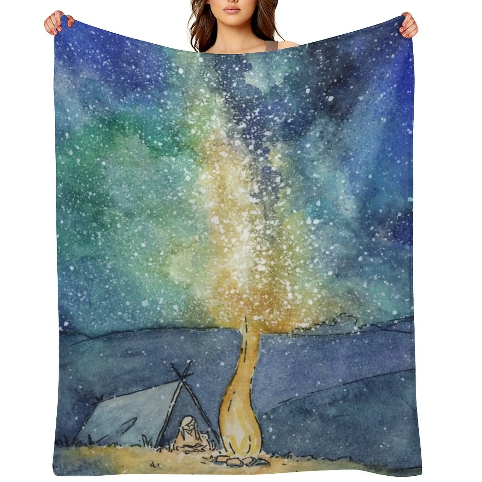 

Watercolor Night Sky Throw Blanket Luxury Brand christmas gifts For Sofa Thin Giant Sofa Blankets