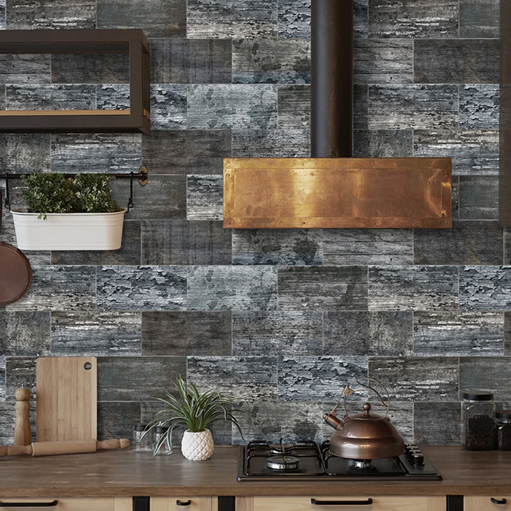 64Pcs Backsplash PVC Tile Sticker 4''x8'' Gray Concrete Stone Backsplash For Kitchen Bathroom Wall Stickers