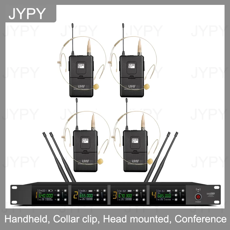 

Профессиональная UHF беспроводная микрофонная система 4-канальный ручной налобный микрофон для караоке, церкви, свадьбы, сцены на открытом воздухе