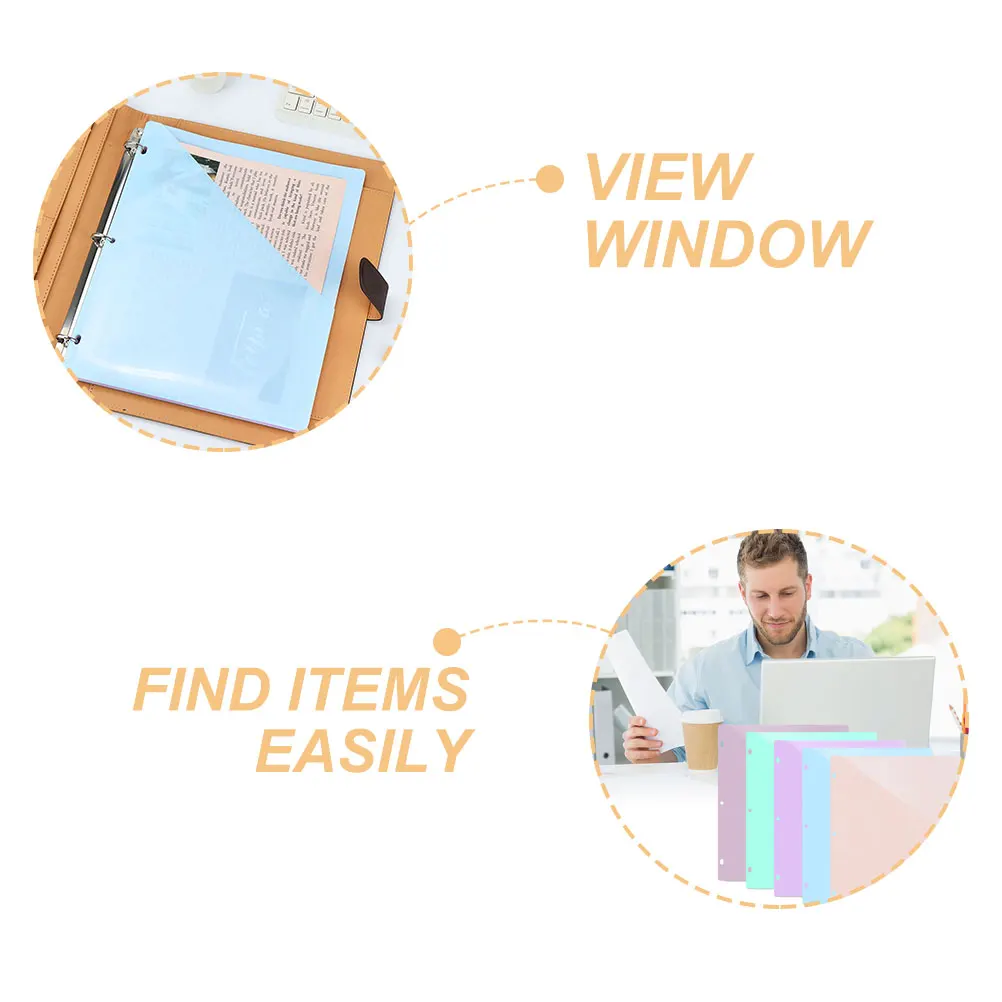 

5 Sheets 3-Hole Document Bags Lightweight Portable Office File Storage Bags Clear Plastic Binder Pockets Plastic Binder Pockets