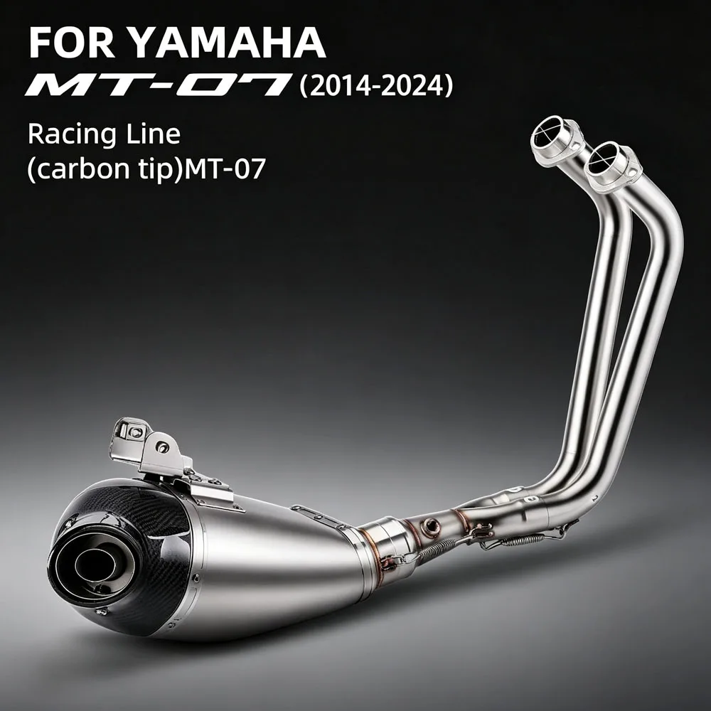For Yamaha MT07 MT-07 FZ07 FZ-07 XSR700 Tracer 700/7 GT 2014-2026 Moto Full Set Bottom Exhaust System Racing Manifold Muffler