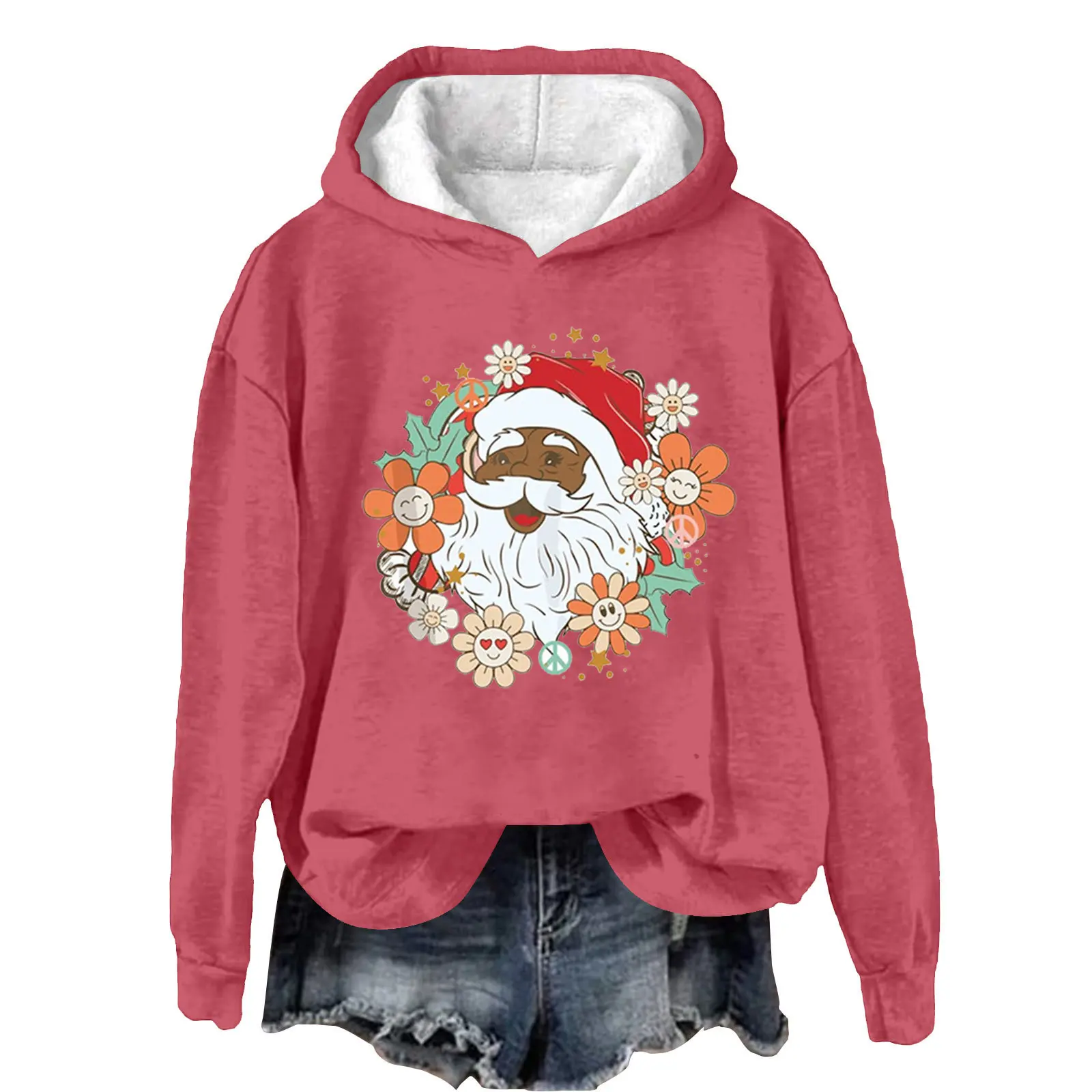 2024 Christmas New Year's Eve New Product European and American Women's Loose Hoodie 3D Letter Printed Hoodie for Women