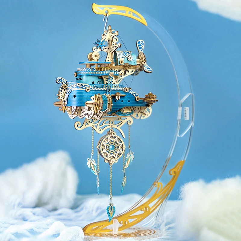 3d casa de bonecas de madeira apanhador de sonhos barco modelo bloco de construção diy montar brinquedos para adultos crianças presente aniversário decoração casa