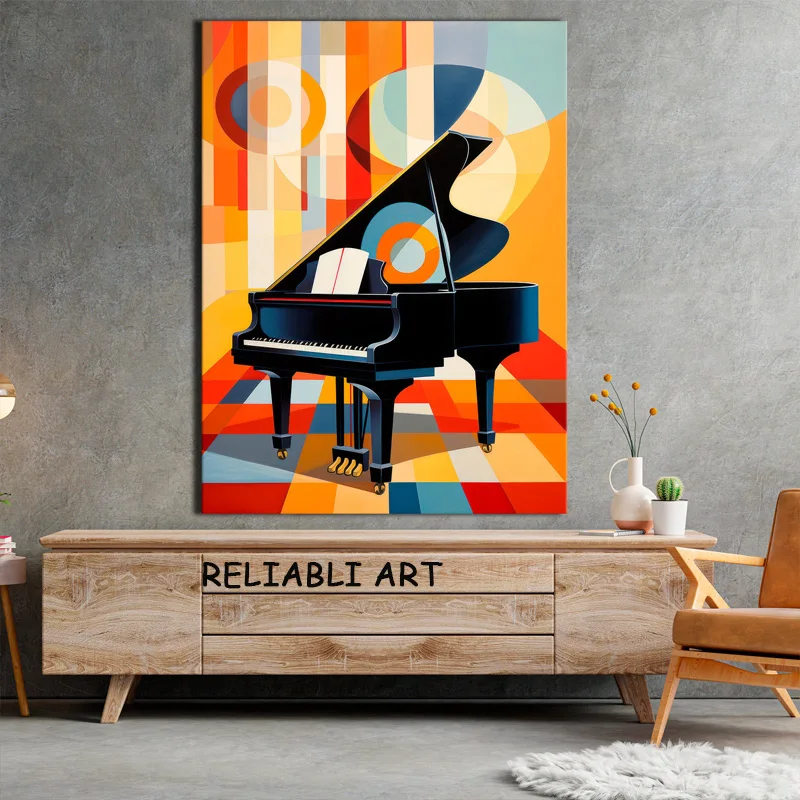 Abstract Colorful Piano Violin Portrait Music Poster and Prints Canvas Painting Wall Art for Living Room Home Decor No Frame