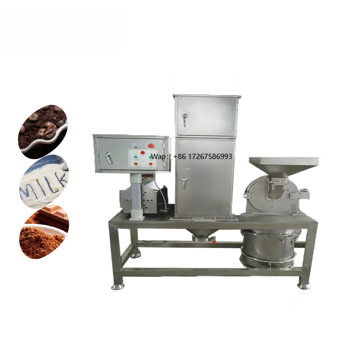 Máquina Moledora de Chocolate Automática y Versátil de Acero Inoxidable para Procesamiento de Alimentos como Cacao, Azúcar y Leche en Polvo