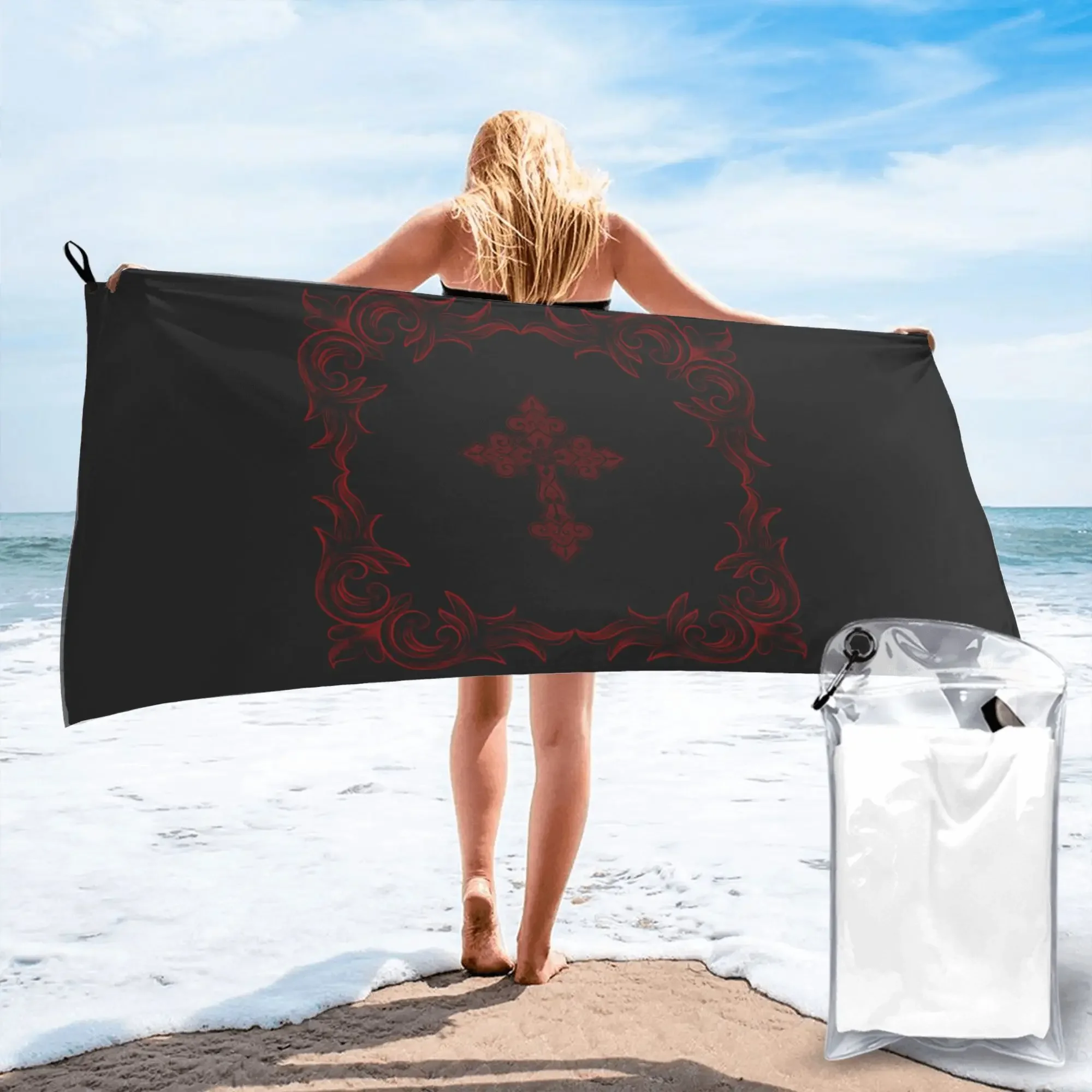

Gothic Vampire Halloween Haunted Mansion Beach Towel Soft Microfiber Quick Dry Absorbent Quick Towels For Mountain Climbing
