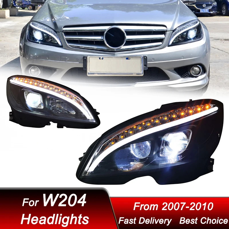 Car Headlights For Mercedes-Benz C class W204 2007-2010 new style full LED Auto Headlamp Assembly Projector Lens Accessories Kit