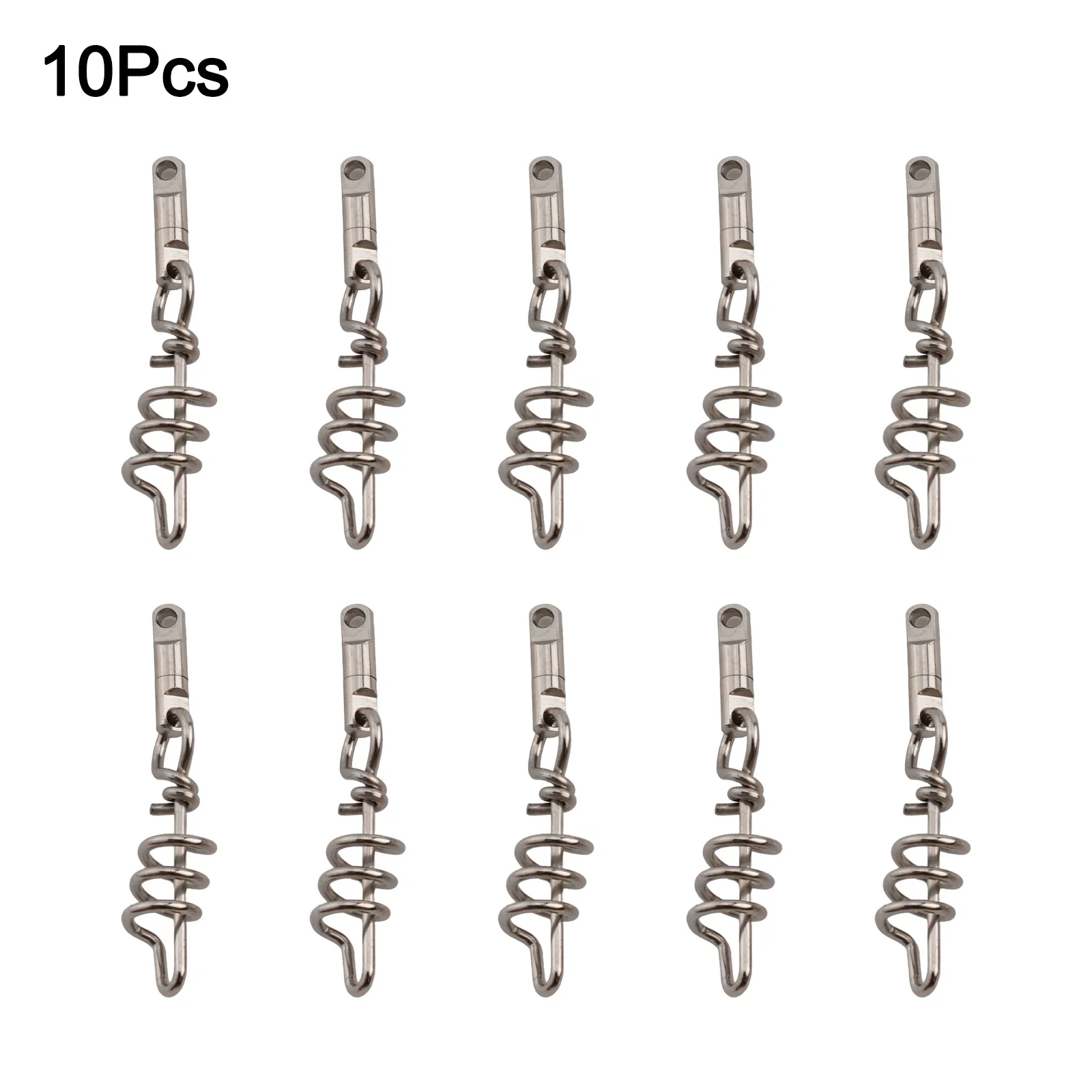 10Pcs Ball Bearing Fishing Connector High Strength Rolling Corkscrew Swivel Snaps Stainless Steel Solid Ring Fishing Accessories