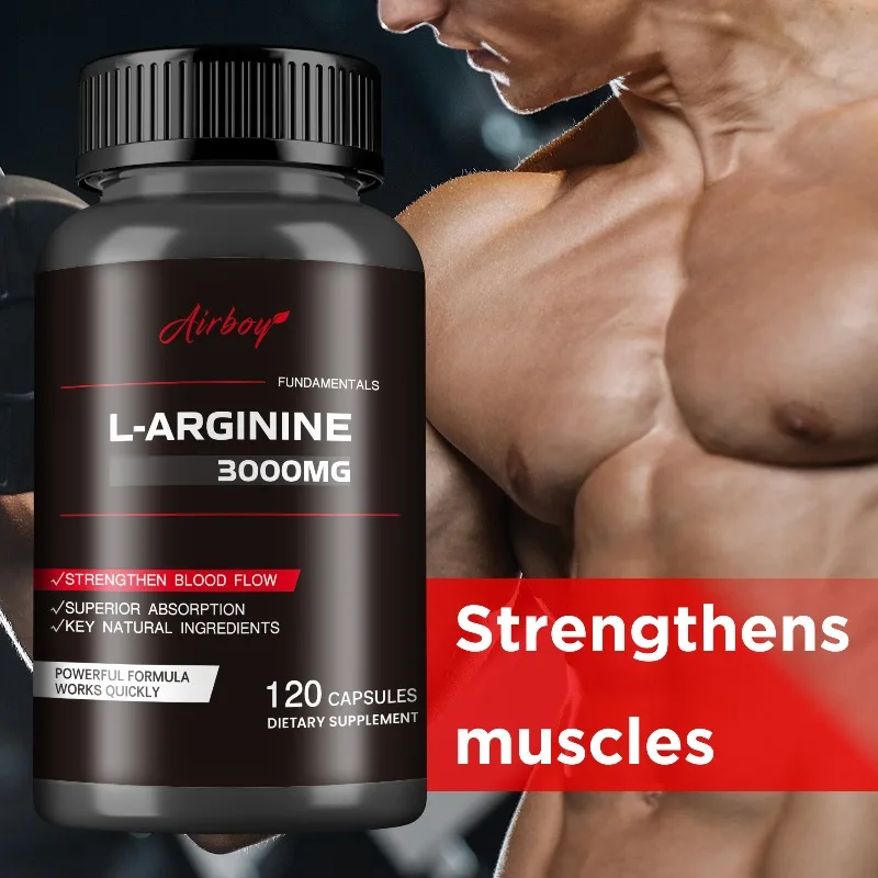 

L-Arginine Capsules - Replenish Energy, Promote Muscle Growth, Enhance Blood Flow, and Improve Athletic Performance