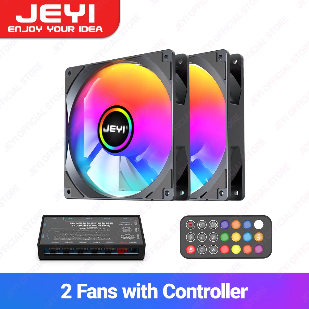 Jeyi 120Mm Pc Argb Cooling Fan Aura Sync Rgb Computer Fans Ultra Stille Heatsink Ventilator Met 4pin Pwm En 5V 3pin Argb Poort