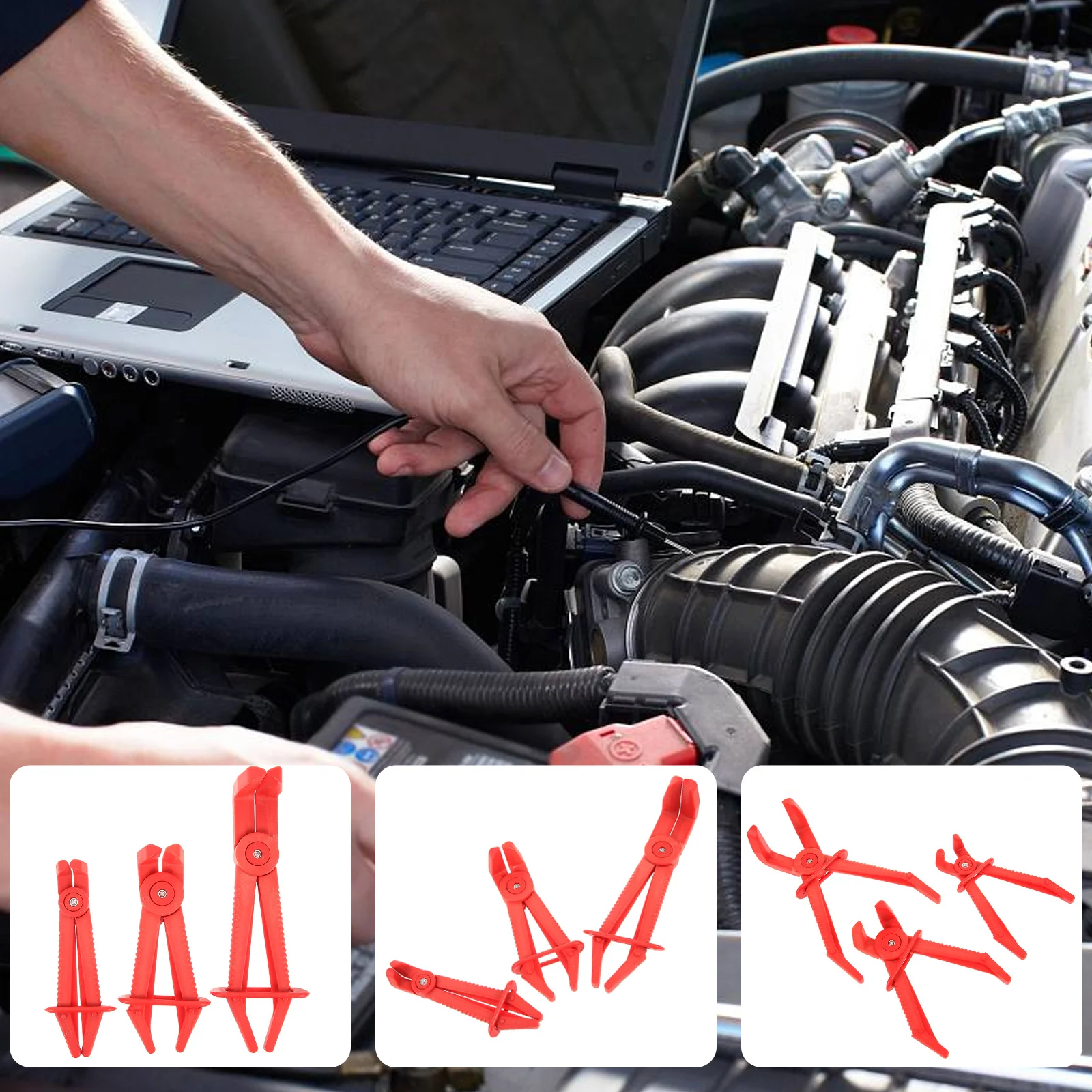 

3Pcs Hose Clamp Pliers Plastic Pinch Off Pliers Automotive Tools Fuel Brake Radiator Hose Maintenance Set Brake Line Clamp