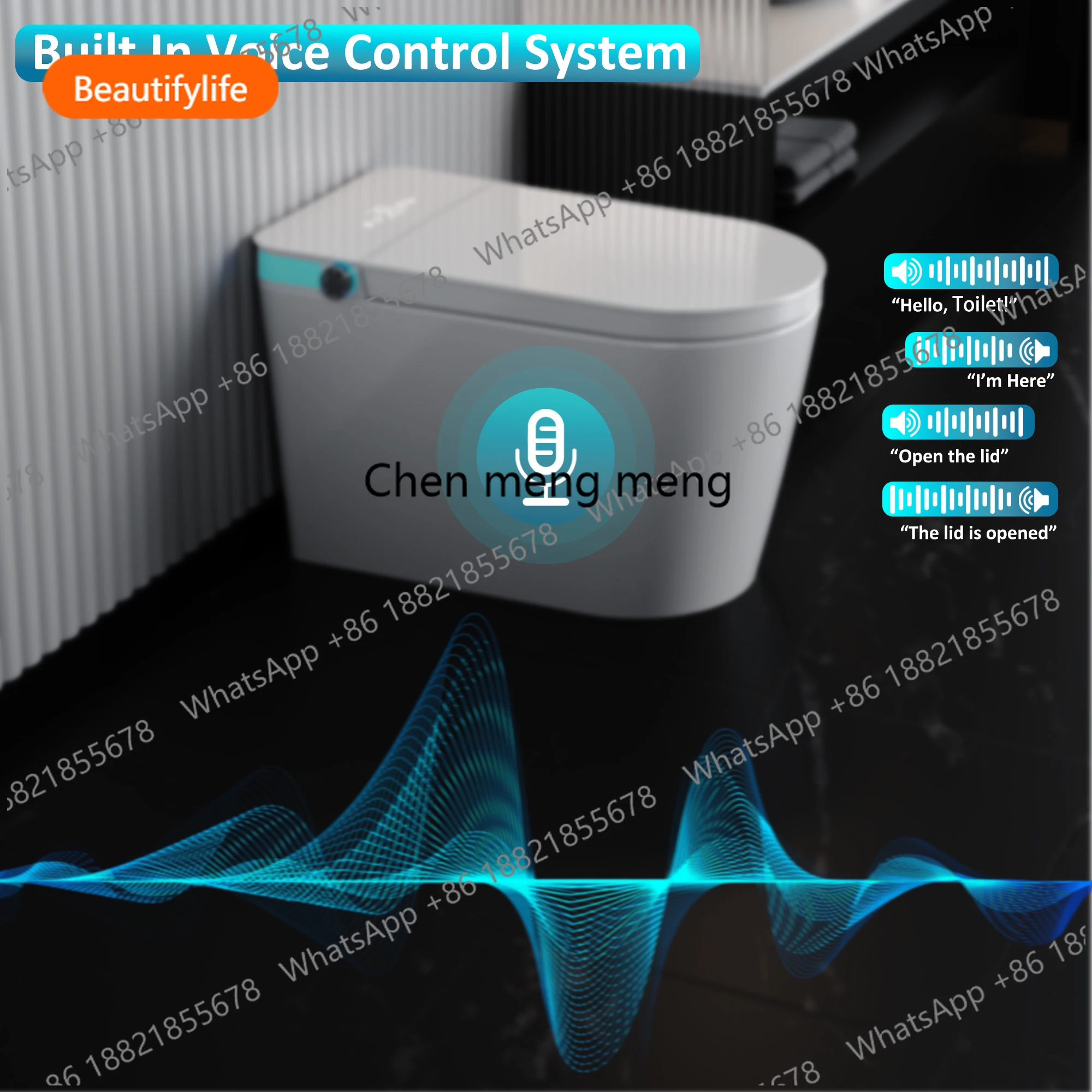 

Умный унитаз A50 со встроенным биде, моноблочный биде-унитаз с подогреваемым сиденьем 80 мм, голосовым управлением, распылителем теплой воды и сушкой, функцией пенообразования