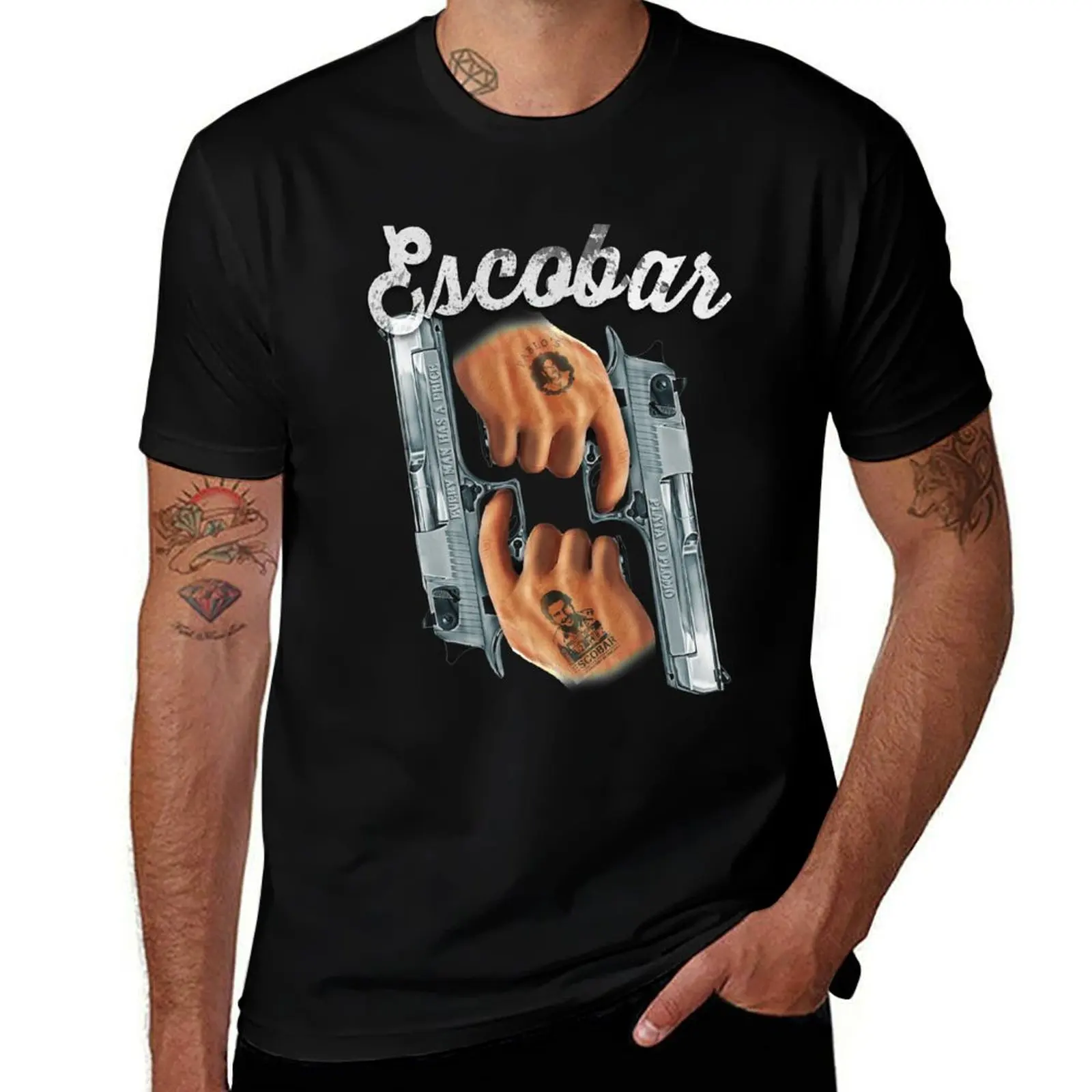 

Escobar Guns Tattoo T-Shirt graphic t shirts for man man t shirts cotton T-Shirt