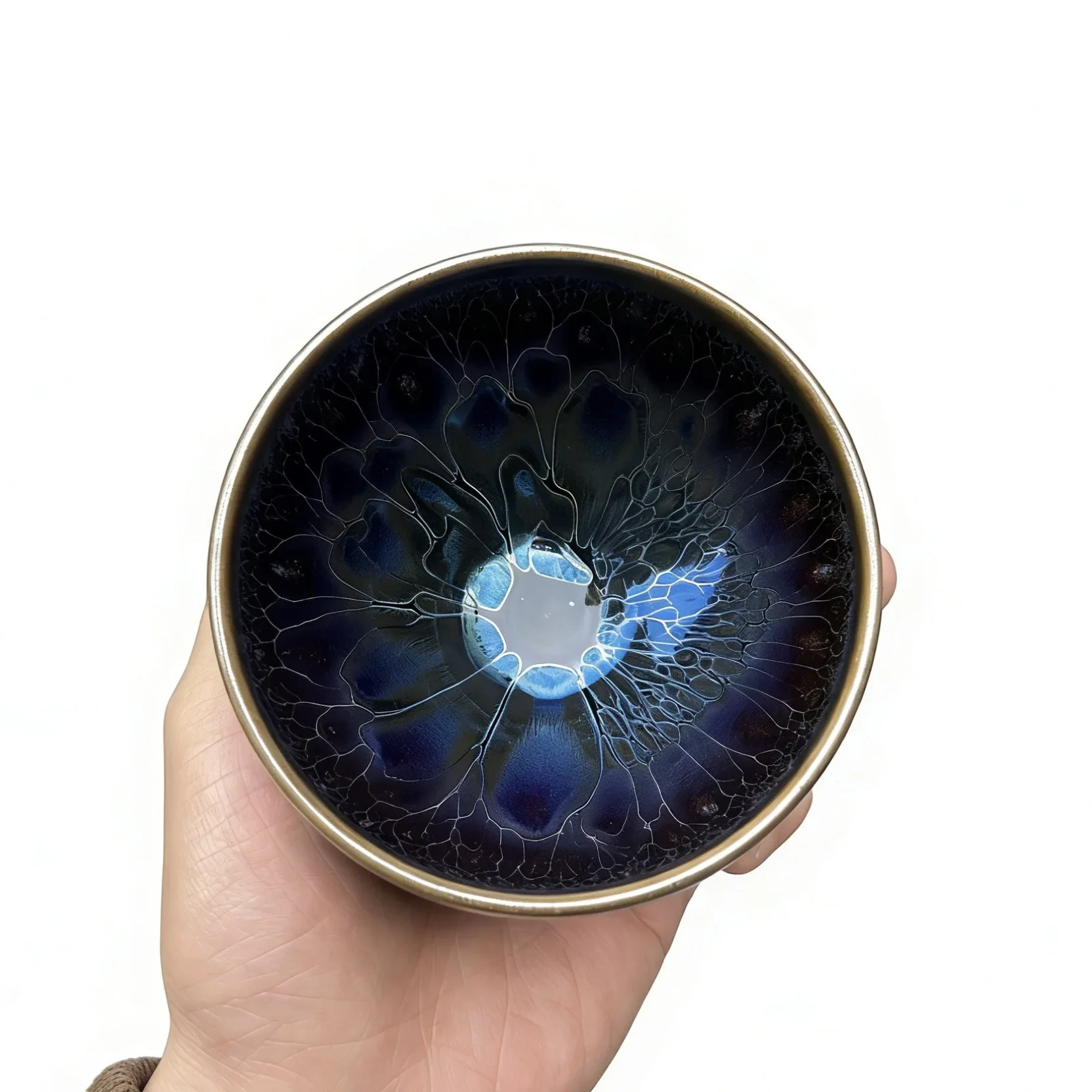 Jianzhan Raw Ore Obsidian Turned into Blue Enchantress Handmade Master Cup Kiln Turned into Colorful Kiln Tea Set Gift Tea Cup