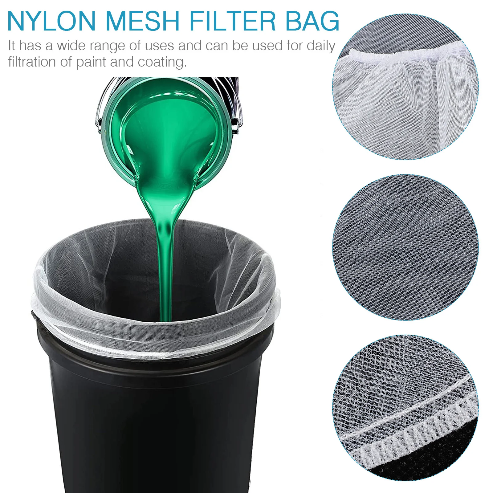 

10 шт. сетчатых фильтров-мешков из нейлона для краски и покрытий, для гладкой фильтрации, безопасный, экологичный материал, многоразовый