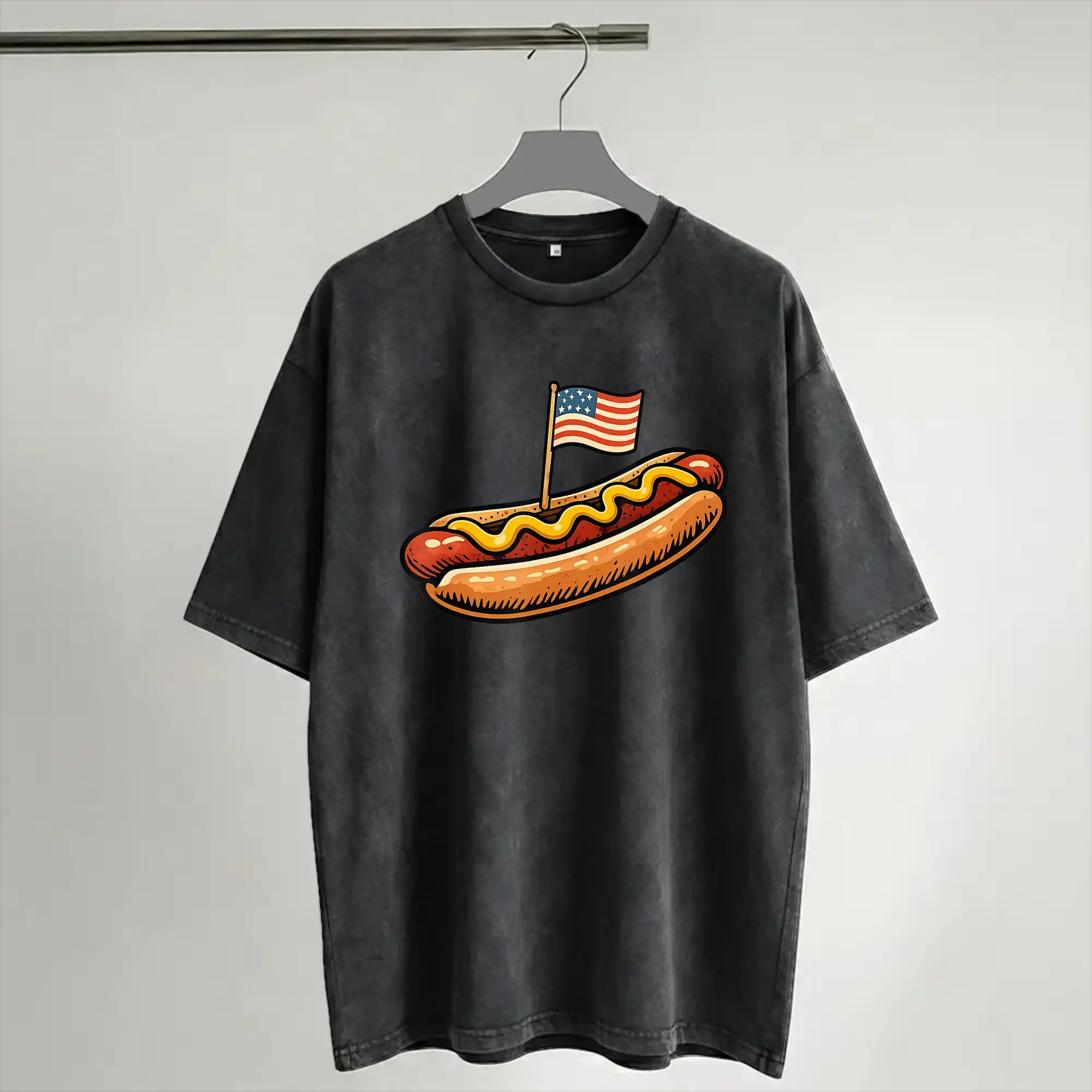 Hotdog Freedom Dive Funny Hot Dog  T Shirt Hip Hop Washed Cotton Harajuku T-Shirts  Vintage Men Women Streetwear