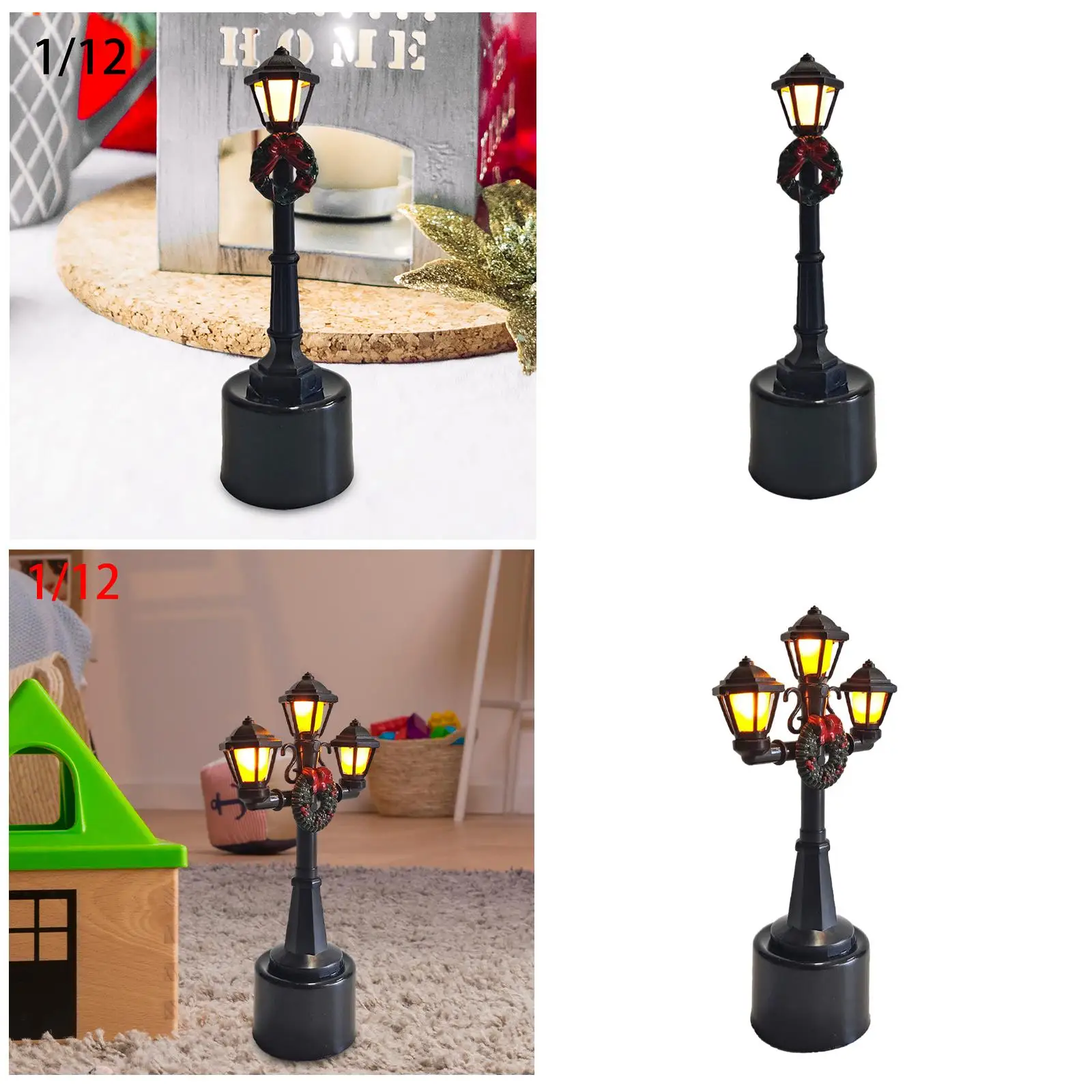 1:12 Miniature Street Light Model Ornament, Outdoor Pathway Lantern Post Holiday