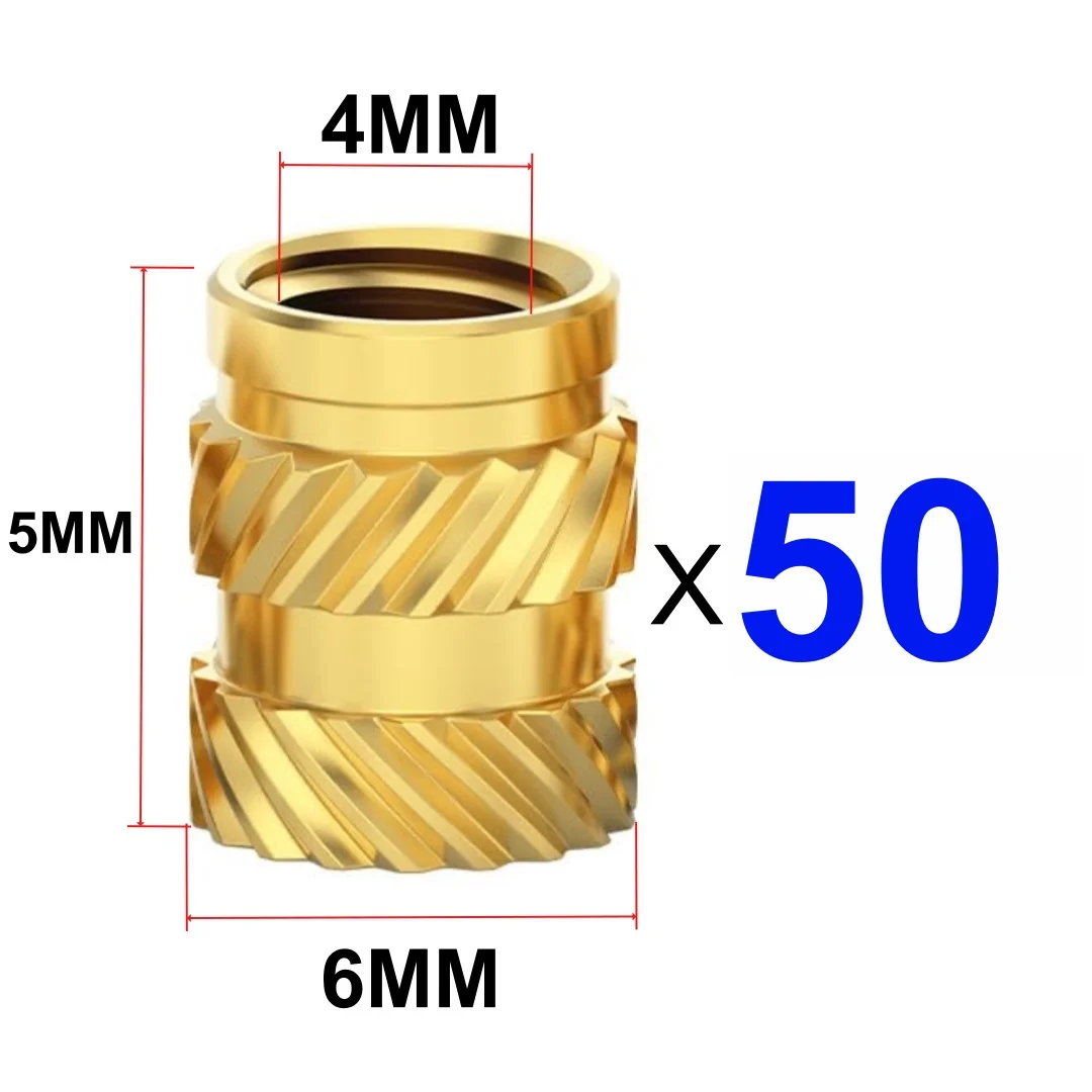 50/100 Stuks Warmte Insert Inbedding Moer M3 M4 M5 Schroefdraad Gekartelde Messing Moeren Voor 3D Printer Voron 2.4 En anderen