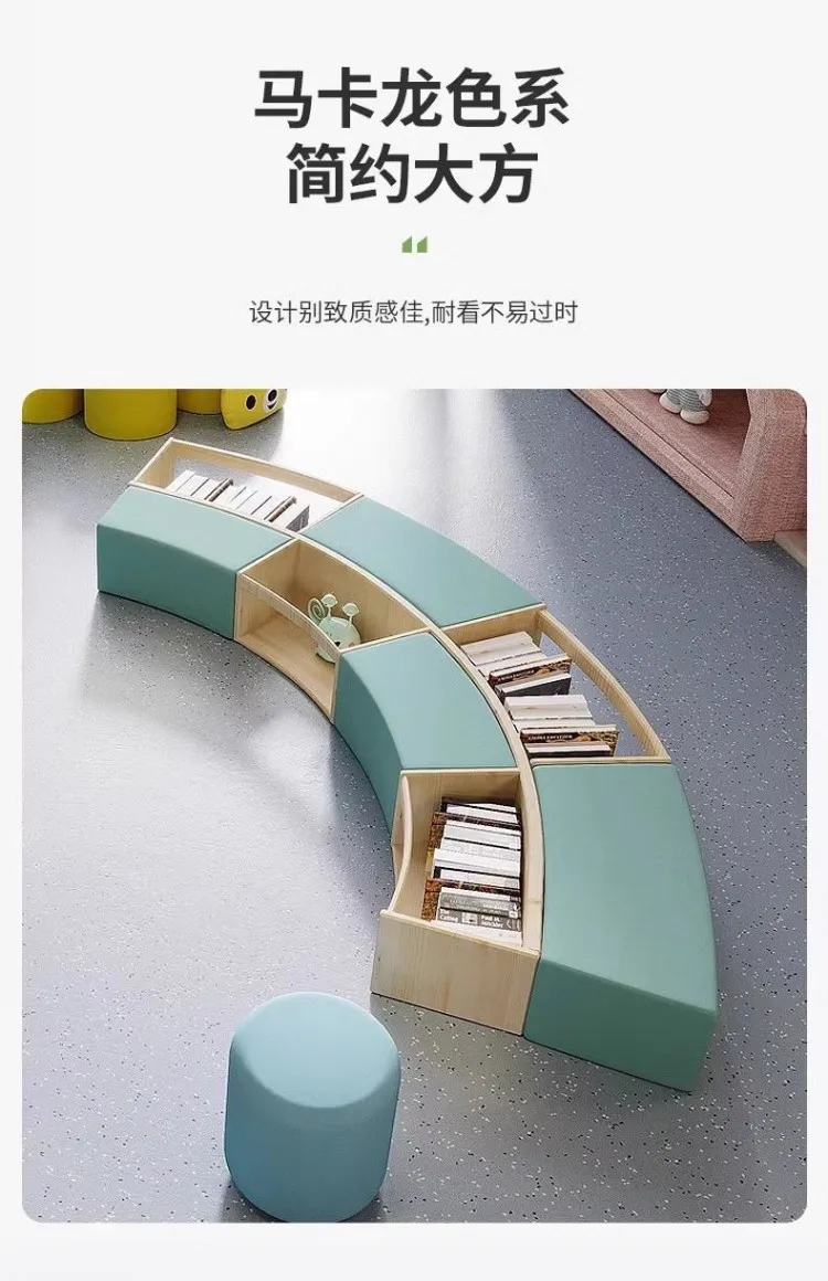 Storage sofa bench curved multi-functional lounge area sofa