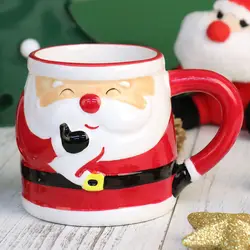 2024 Latest Popular Santa Claus Cup Ceramic Cup Gift Box Cartoon 3D Hand drawn Gift Creative Makeup Cup Christmas Festival Gift