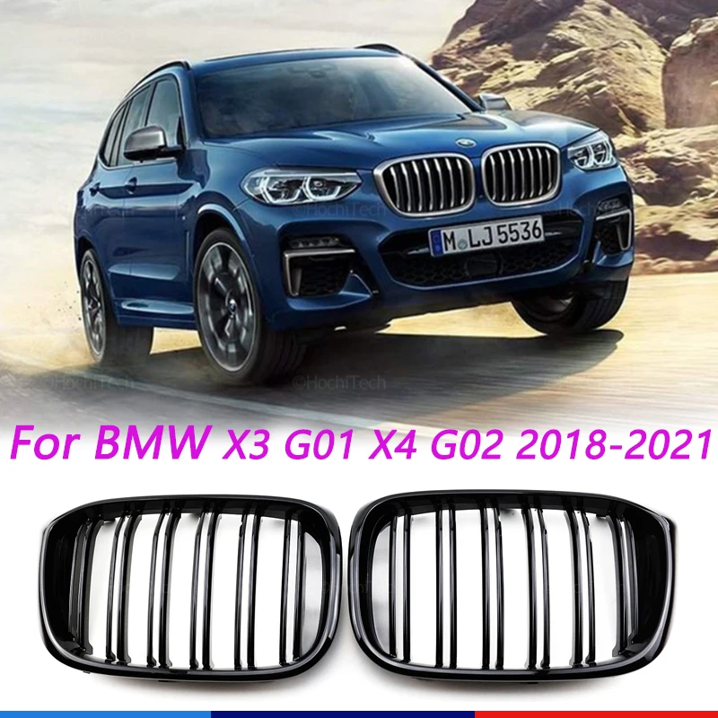 

Автомобильная передняя решетка для почек для BMW X3 X4 G01 G02 G08 2018 2019 2020 2021, двухлинейные глянцевые черные гоночные грили, автомобильные аксессуары